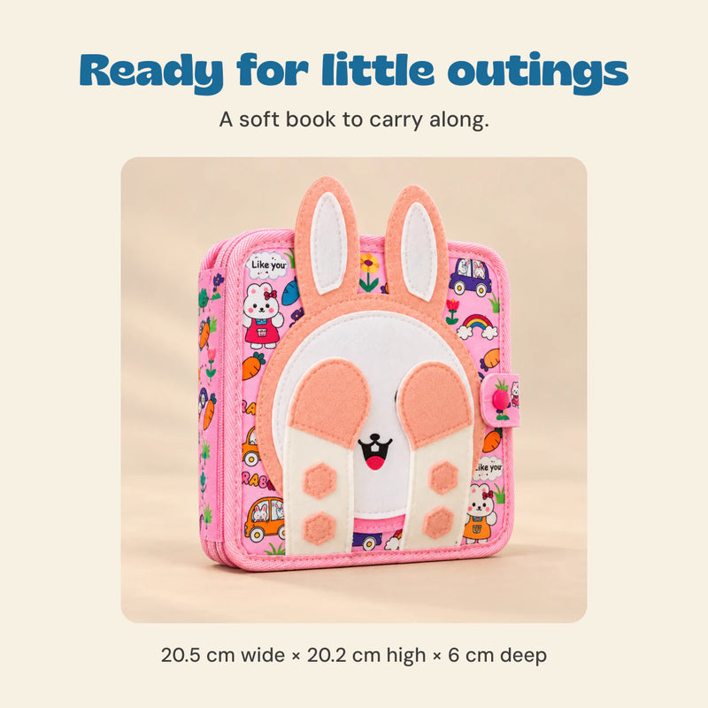 Ready for little outings. A soft book to carry along.