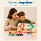Wooden Finger Math Counting Board. Count together. Move the fingers and explore the number tiles.