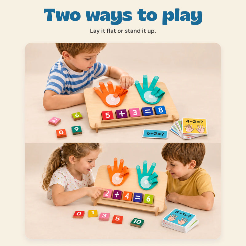 Wooden Finger Math Counting Board. Two ways to play. Lay it flat or stand it up.