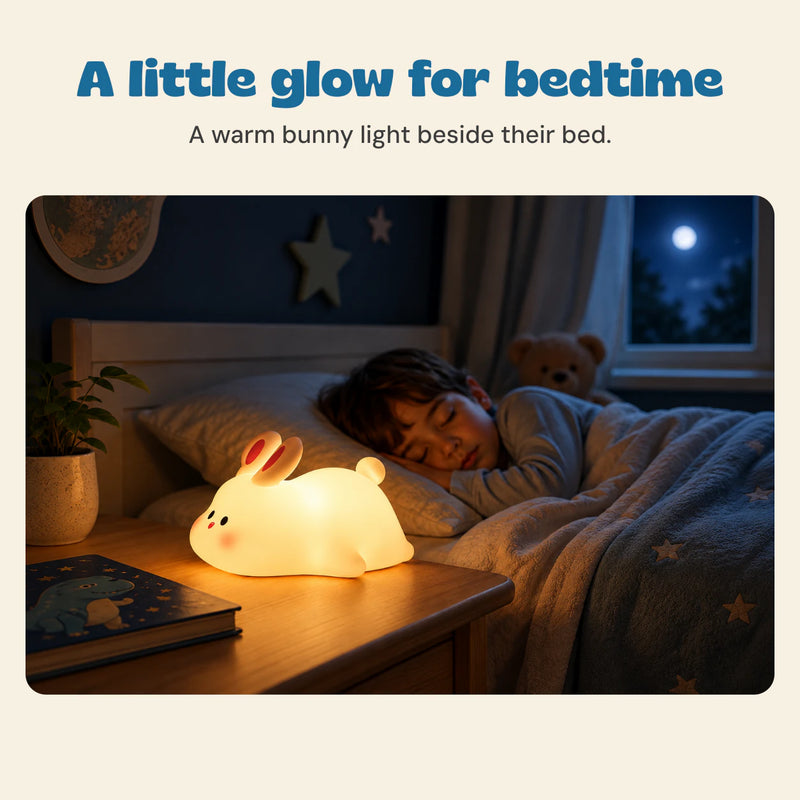 A little glow for bedtime. A warm bunny light beside their bed.