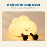 A cloud to keep close. Soft silicone with a friendly little face.