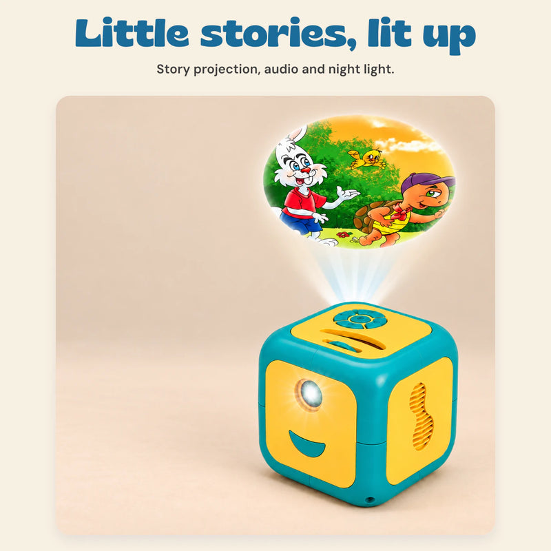 StoryCube Bedtime Projector. Little stories, lit up. Story projection, audio and night light.