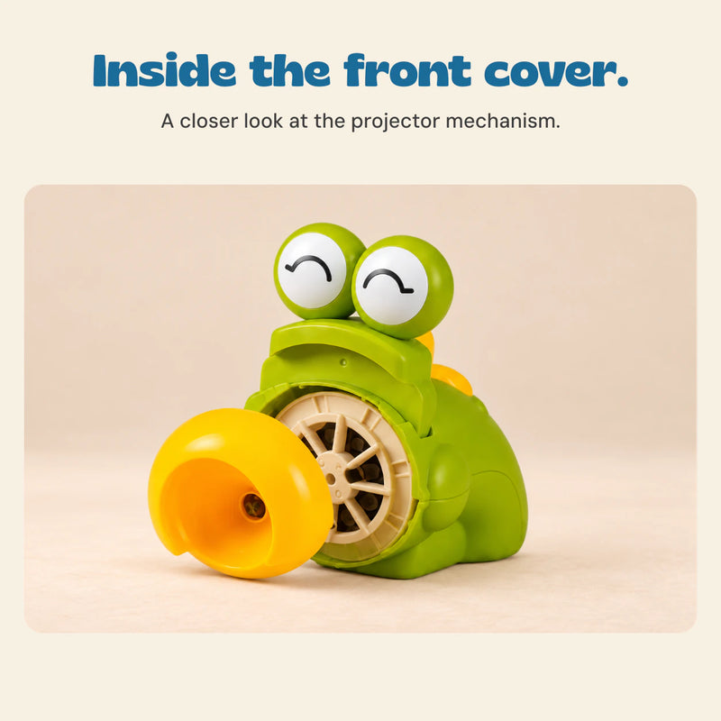 Inside the front cover. A closer look at the projector mechanism.