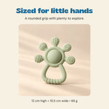 Sized for little hands. A rounded grip with plenty to explore.