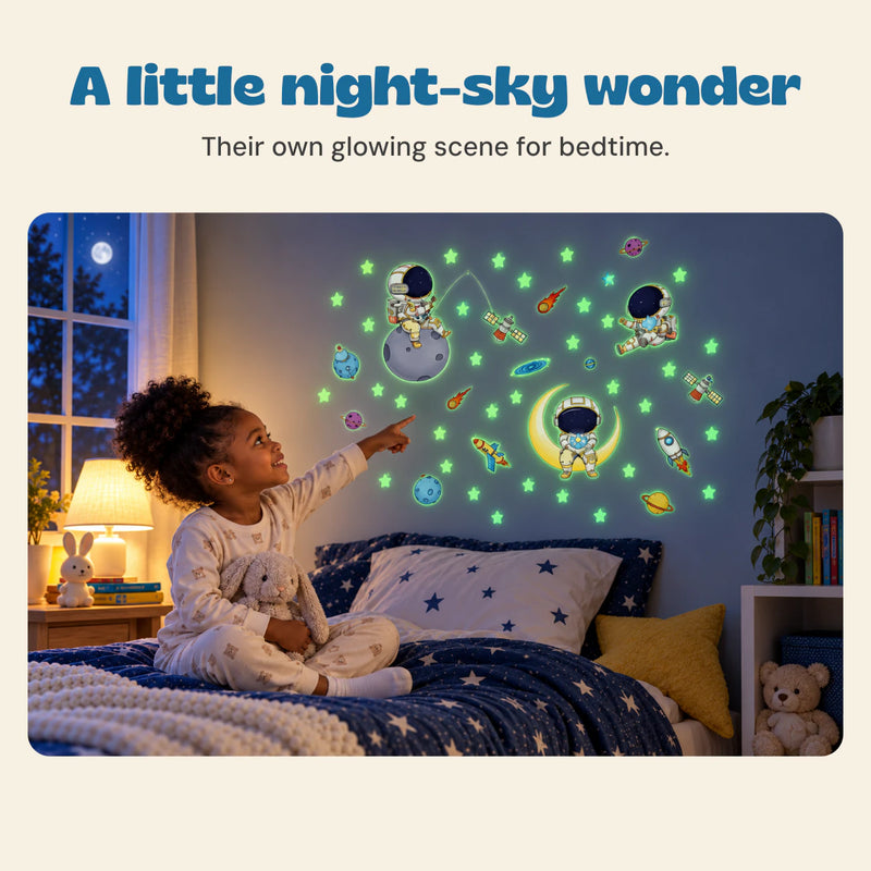 A little night-sky wonder. Their own glowing scene for bedtime.