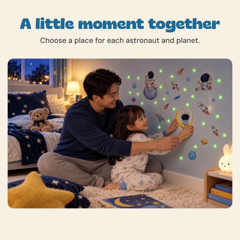 A little moment together. Choose a place for each astronaut and planet.