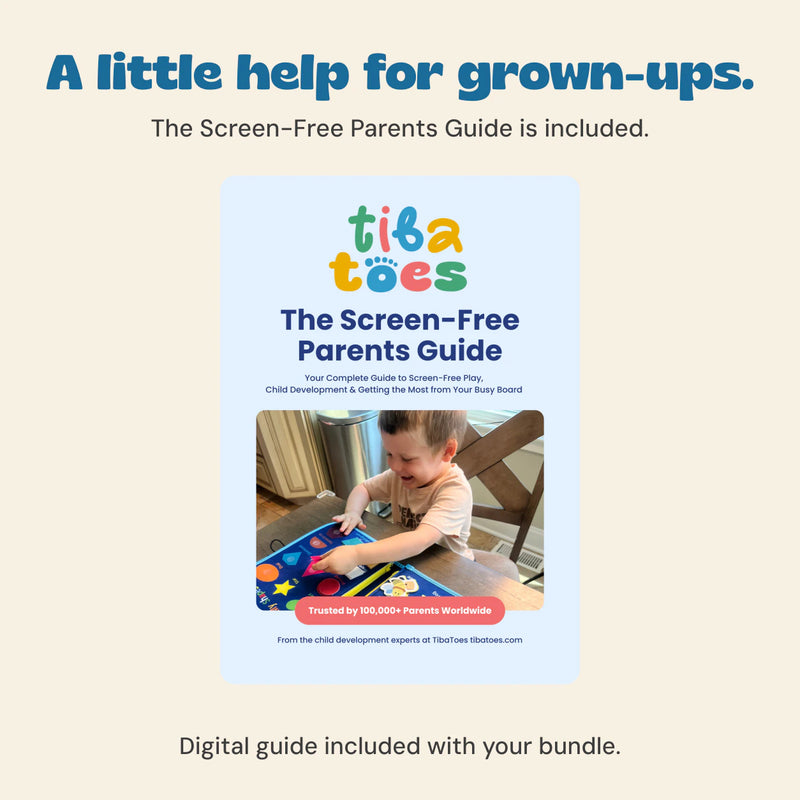 Original Screen-Free Parents Guide cover on warm beige, clearly identified as the included digital guide.