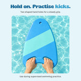 Two shaped hand holes for a steady grip. Use during supervised swimming practice.