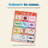 Original Colors chart with twelve colour examples and their printed labels.