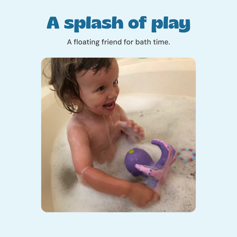 A splash of play. A floating friend for bath time.