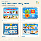 Blue Busy Book big and small, seasons, weather and animals pages