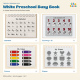 White Busy Book alphabet, counting, colours and shapes pages