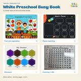 White Busy Book fruit and vegetables, planets, dinosaurs and counting to 100 pages