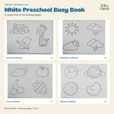 White Busy Book animal, weather, fruit and planet drawing pages