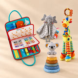 Calm and Focus Bundle with its included toys arranged on a warm beige studio floor.