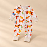Soft Zip Baby Romper, showing its actual design with soft shadows on a seamless warm beige studio surface.