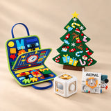 TibaToes™ Christmas Wonder Play Bundle with Dinosaur Blue products arranged on a warm beige studio surface.