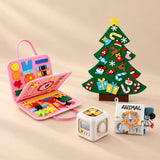 TibaToes™ Christmas Wonder Play Bundle with Mermaid Pink products arranged on a warm beige studio surface.