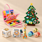 TibaToes™ Christmas Wonder Learning Bundle with Mermaid Pink products arranged on a warm beige studio surface.