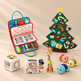TibaToes™ Christmas Wonder Learning Bundle with Rocket Green Plus products arranged on a warm beige studio surface.