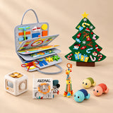 TibaToes™ Christmas Wonder Learning Bundle with Cloud Gray Plus products arranged on a warm beige studio surface.