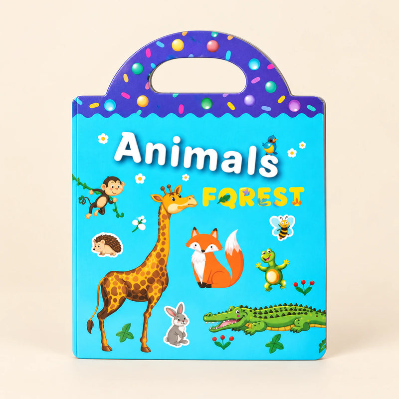 TibaToes Reusable Sticker World, Wild Forest on a clean warm beige background.