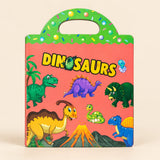 TibaToes Reusable Sticker World, Dino World on a clean warm beige background.