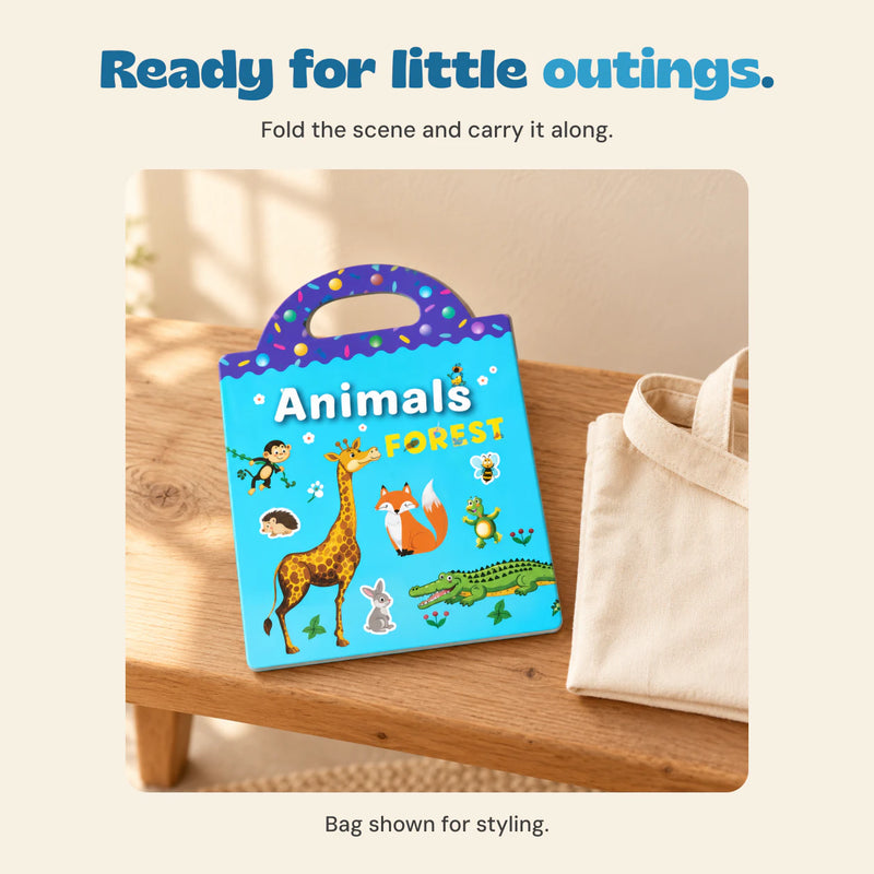 Fold the scene and carry it along. Bag shown for styling.