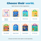 Eight separate sticker book options, labelled with their Shopify variant names.