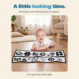 Bold black-and-white pictures to explore. For supervised, awake play.