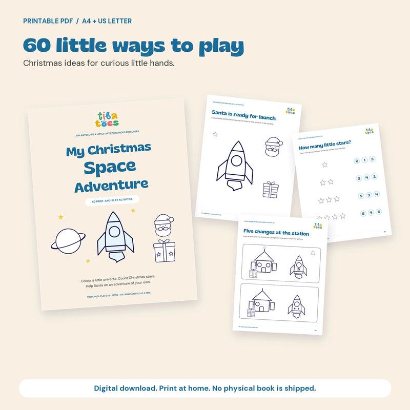 60 Christmas activities in a printable PDF, with the genuine cover and sample activity sheets.