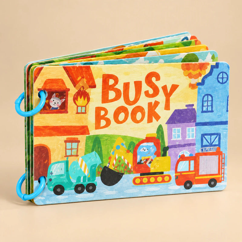 Montessori Busy Book in the vehicle theme, assigned to the existing Burnt Orange option.