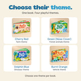 Four Busy Book choices with their existing option names: Cherry Red, Green (Nose Cover), Dolphin Blue and Burnt Orange.