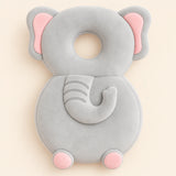 BounceBuddy Gray Elephant cushion shown in full on a smooth warm beige background.