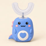 TibaToes EasyBrush Blue Cloud Plush character toothbrush on a warm beige background.