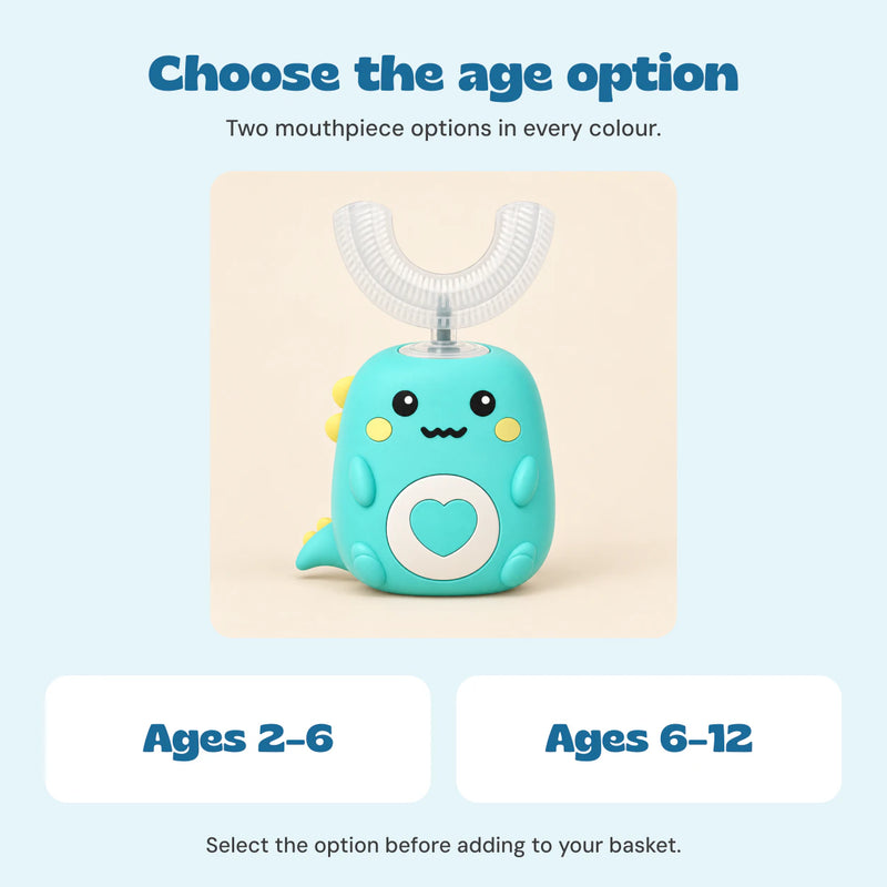 EasyBrush age options, ages 2 to 6 and ages 6 to 12, available in each colour.