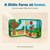 Limited Edition: Farm Friends Busy Board, product detail on a warm beige studio background.