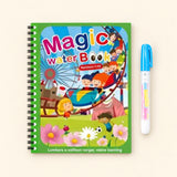 Happy Playground water-colouring book with its illustrated cover and a capped water pen on a pale warm beige background.