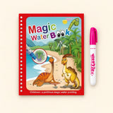 Wild Animal Safari water-colouring book with its illustrated cover and a capped water pen on a pale warm beige background.