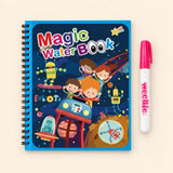 Robot Space Mission water-colouring book with its illustrated cover and a capped water pen on a pale warm beige background.