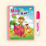 Piggy Farm Day water-colouring book with its illustrated cover and a capped water pen on a pale warm beige background.