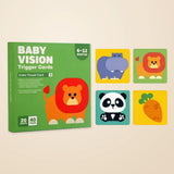 Colourful pictures vision card box with four unchanged example cards for the live 6–12 Months option.