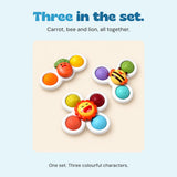 The complete three-piece spinner set contains one carrot, one bee and one lion spinner.