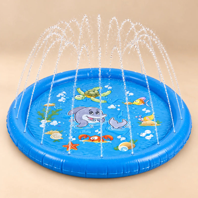 Water Fun Mat 170 cm option with its original underwater print and water arcs, on a smooth warm beige studio floor.