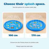 The 100 cm and 170 cm Water Fun Mat options shown in the same beige studio style. Choose one size.