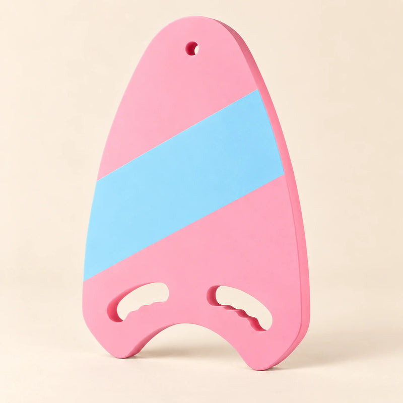 TibaToes™ Kids Swim Board in the photographed pink design on a calm warm beige background.