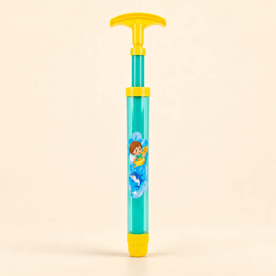 TibaToes™ Aqua Blast Pool Sprayer in the photographed yellow design on a calm warm beige background.