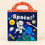 TibaToes Reusable Sticker World, Outer Space on a clean warm beige background.