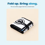 The accordion pages fold into a small stack. 