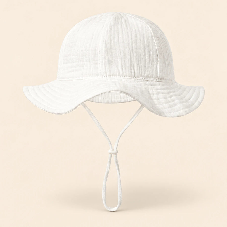 TibaToes™ CloudShade Hat, White option on a clean warm beige background.